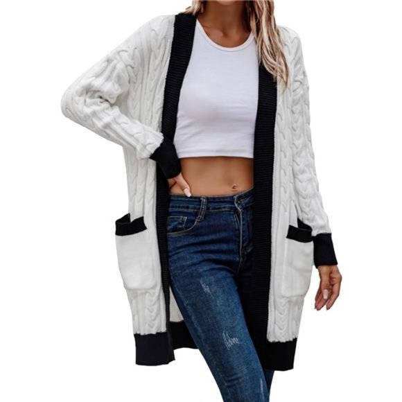 Women´s Fall Cable Knit Cardigan Sweaters Casual Long...